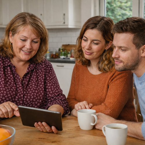 AI beeld vrouwlijke energieadviseur aan keukentafel